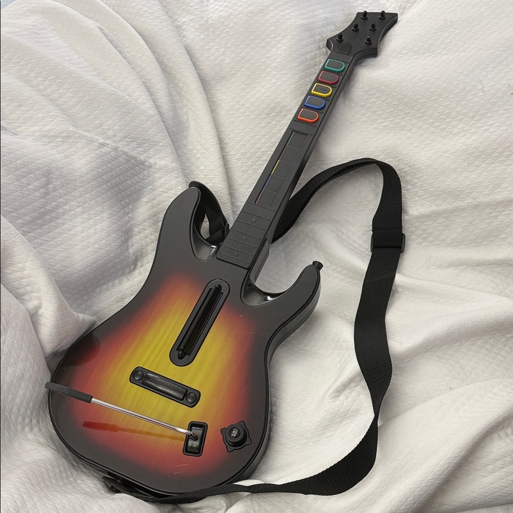 Guitar Hero World Tour Wireless Controller w Strap PS3 Sunburst RedOctane works